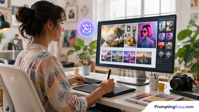 Creative workspace for planning marketing content and visuals with AI